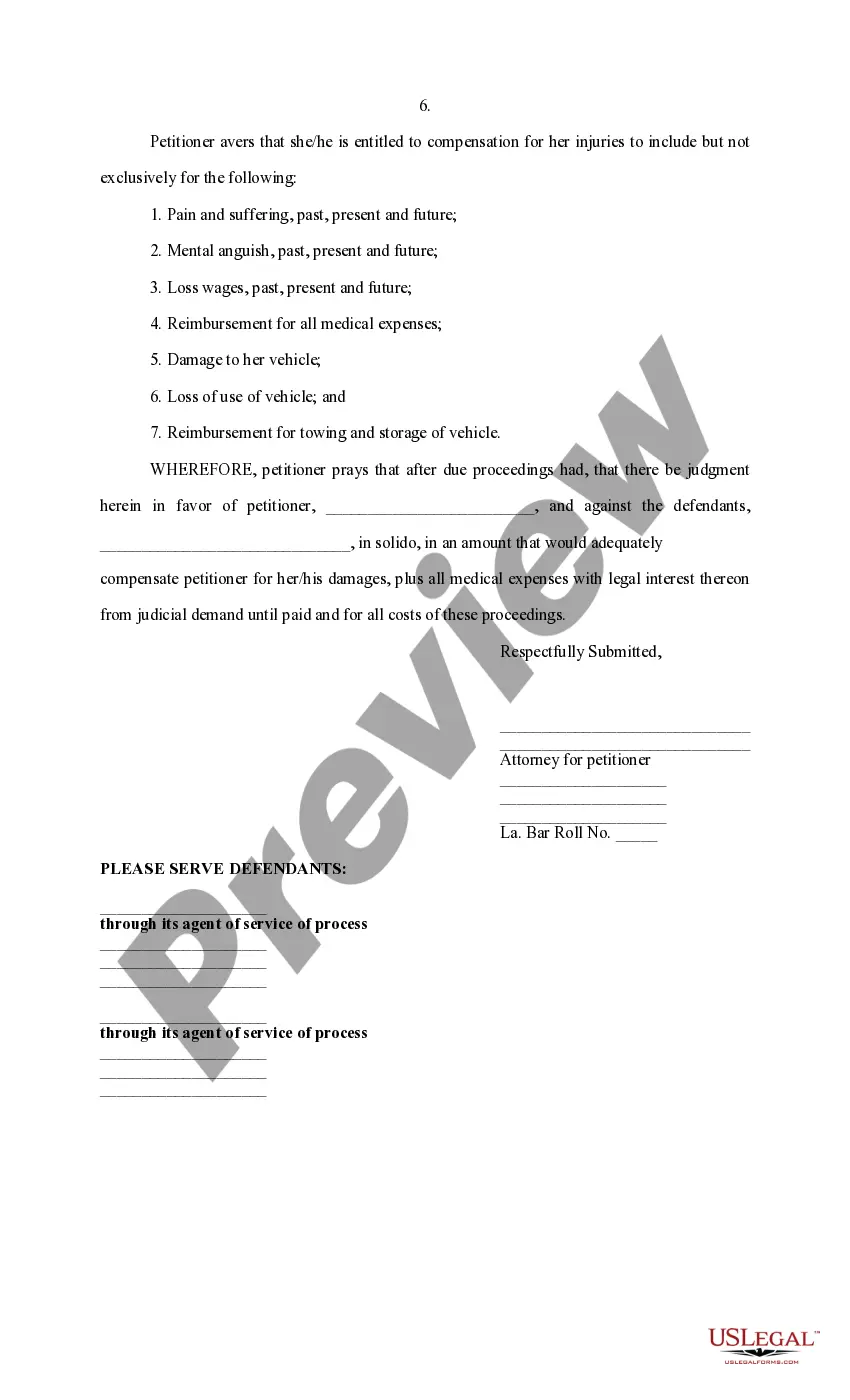 Preview Petition for Damages