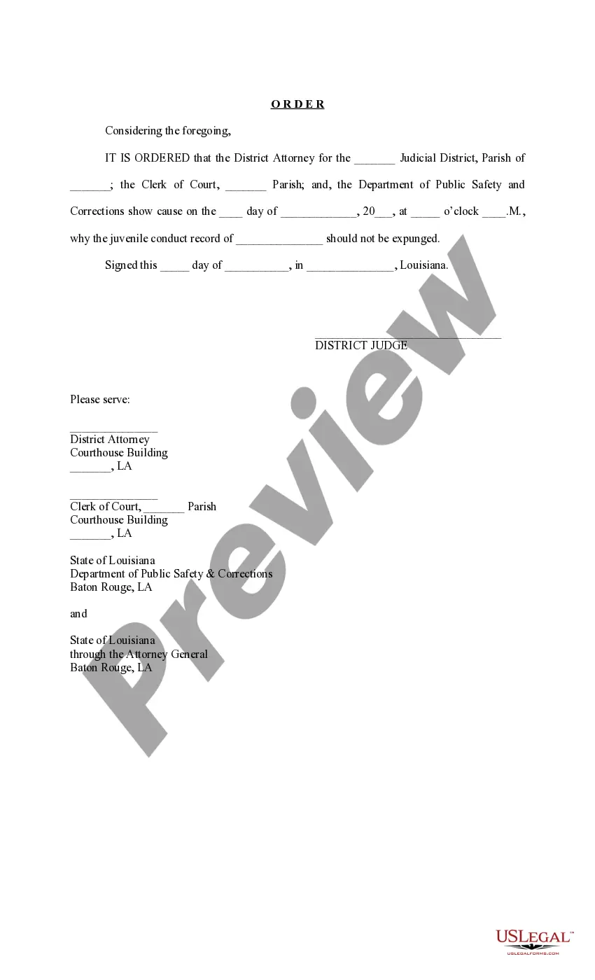 Preview Motion and Order to Expunge Juvenile Record