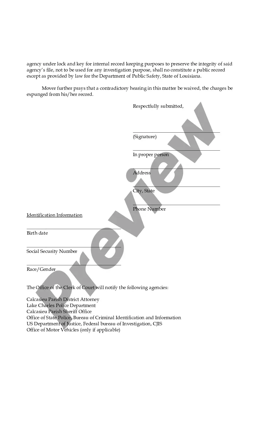 Preview Motion and Order for Expungement