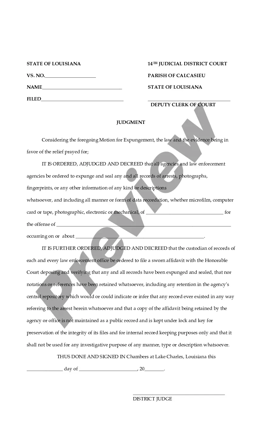 Preview Motion and Order for Expungement