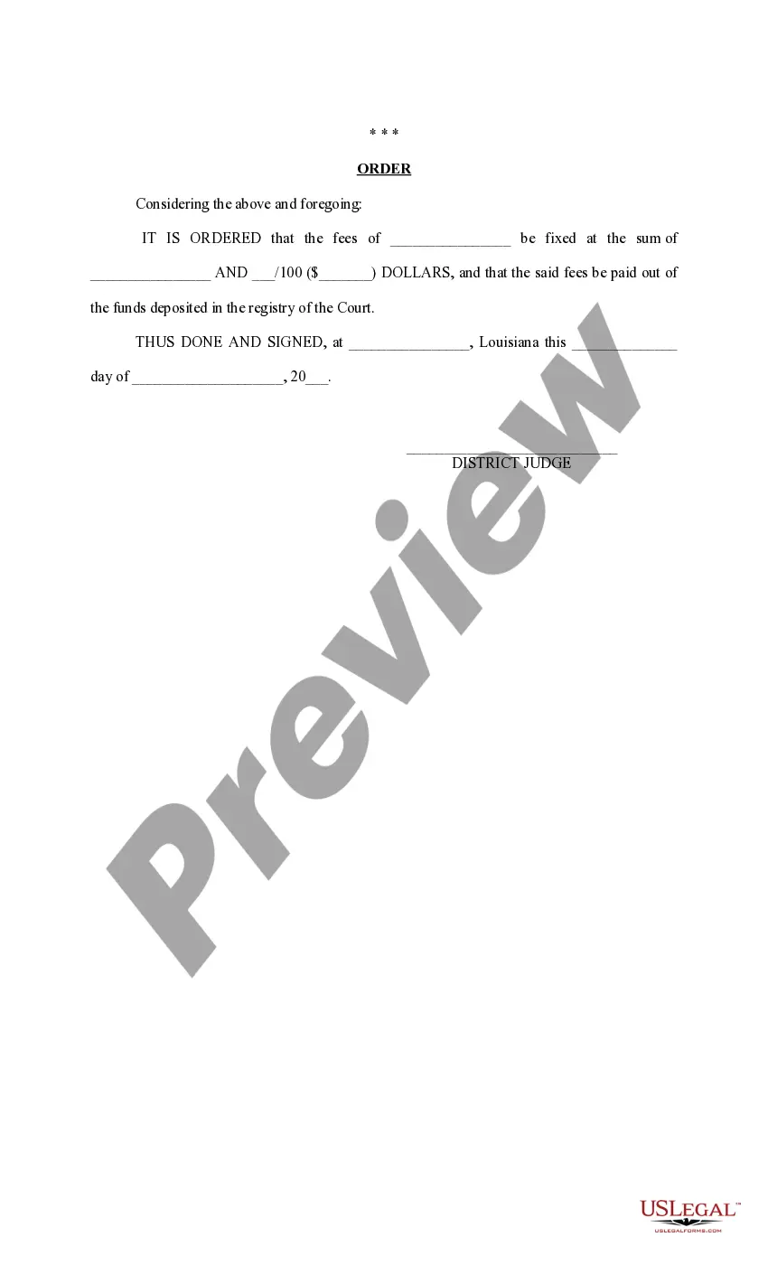 Preview Motion and Order to Fix Fees as Appraiser