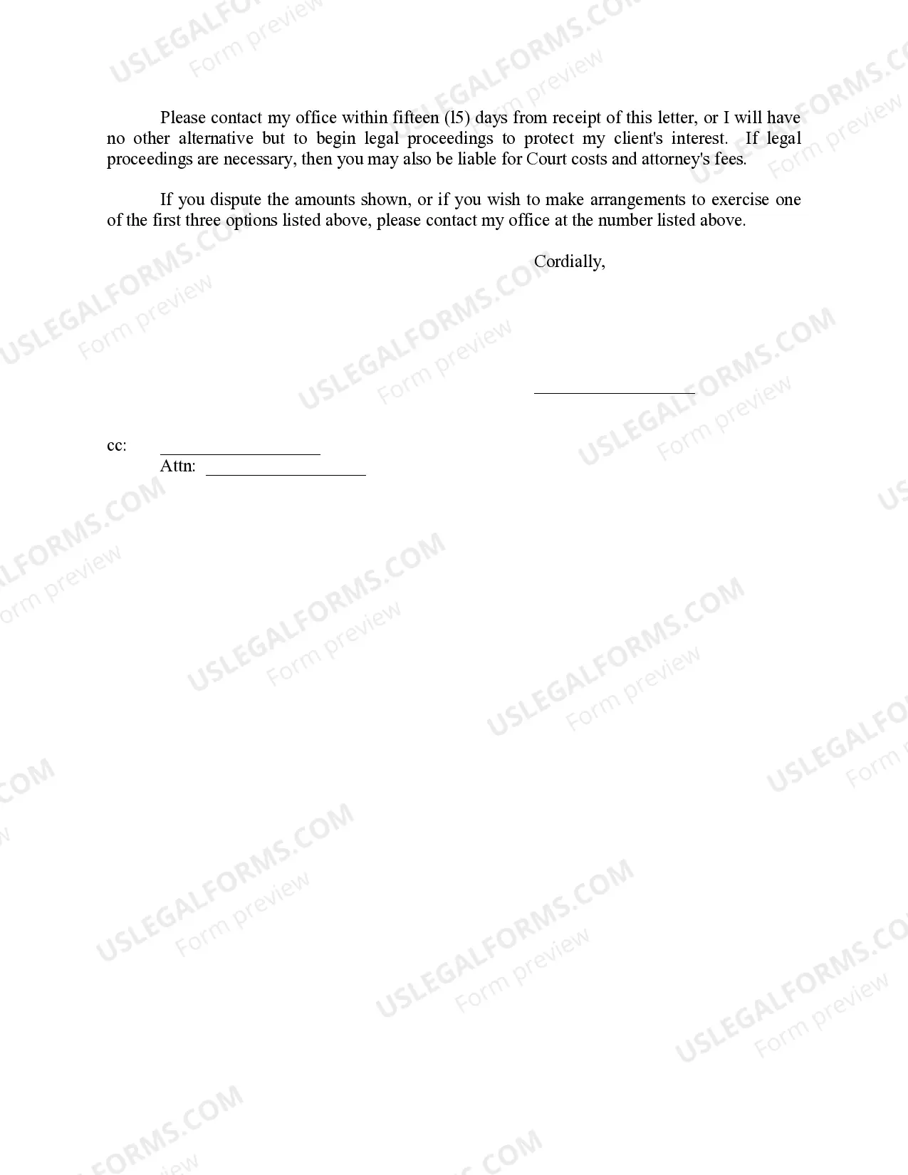 Preview Demand Letter - Repayment of Bank Notes