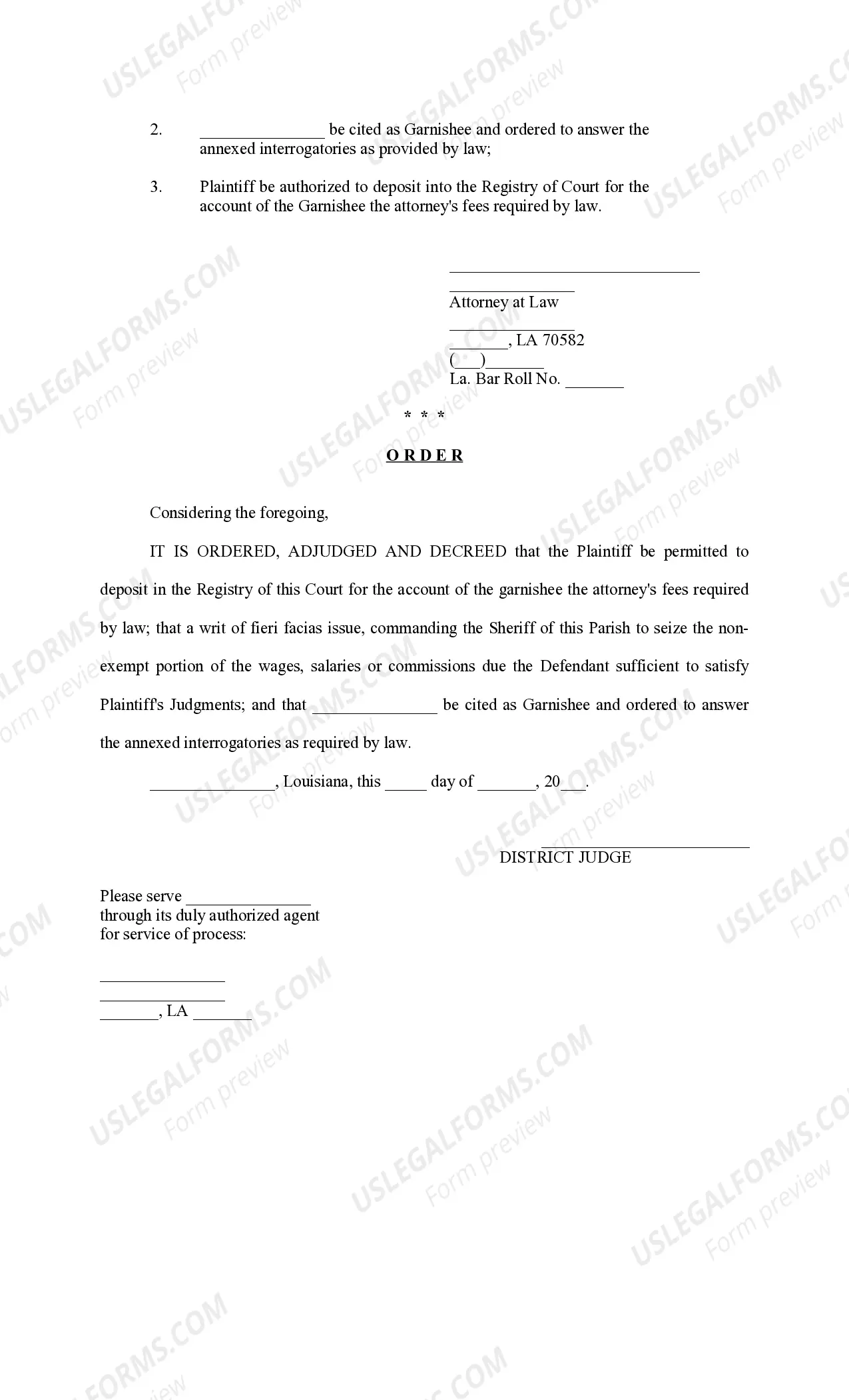 Preview Petition for Garnishment under Writ of Fieri Facias, with Interrogatories and Request for Rendition of Interlocutory Orders or Judgments