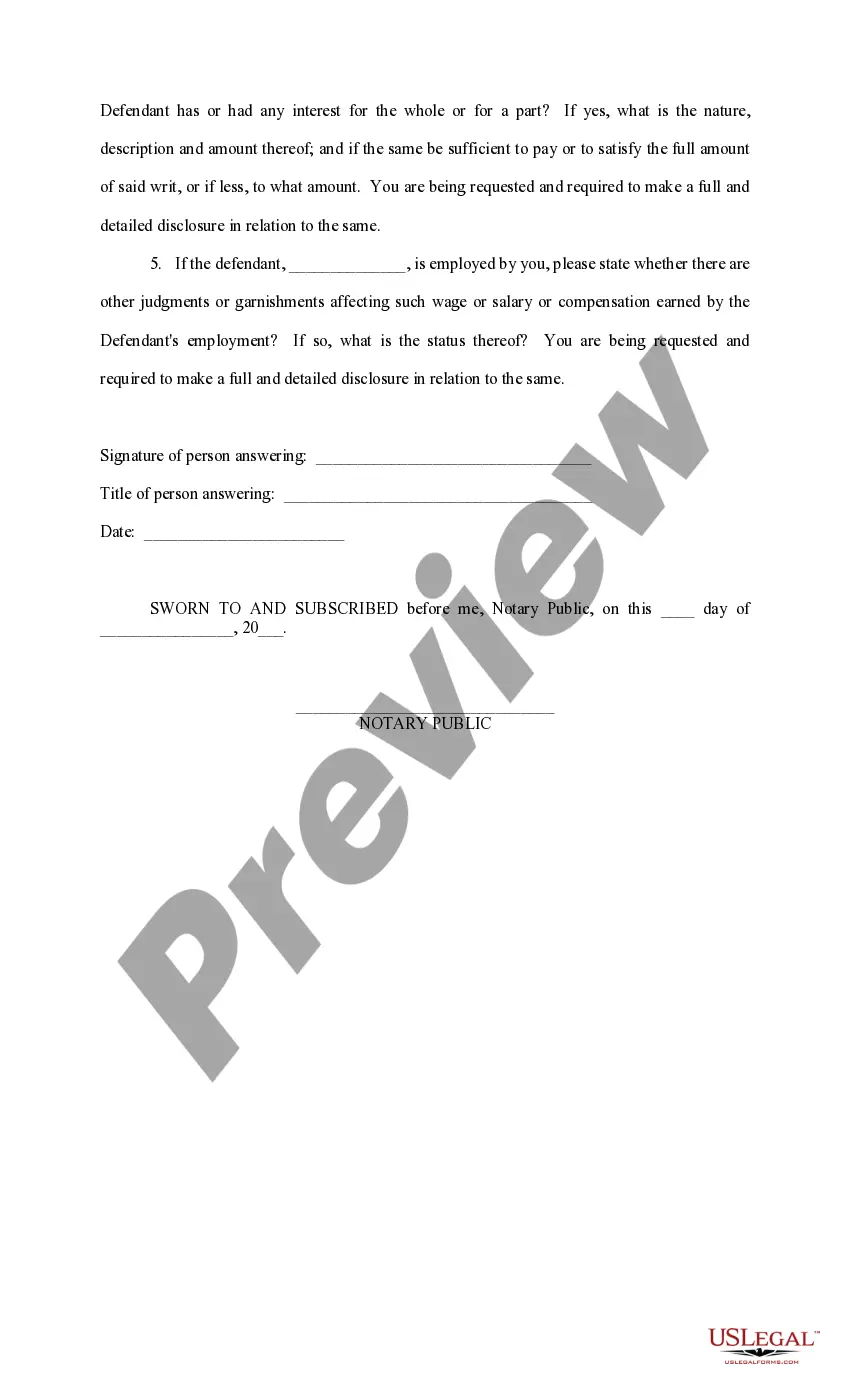 Preview Petition for Garnishment under Writ of Fieri Facias, with Interrogatories