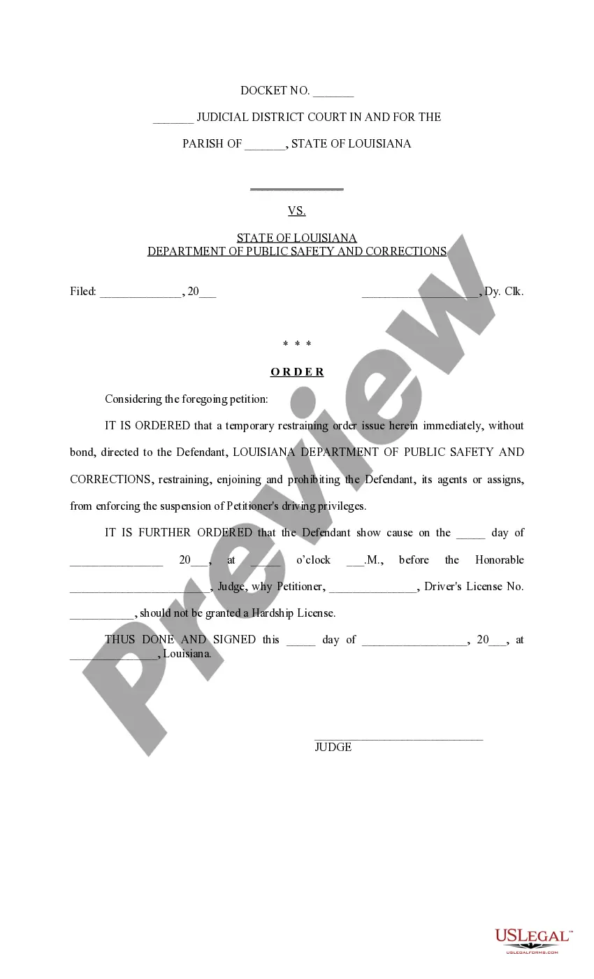 Get Petition for Hardship License Preview Petition for Hardship License