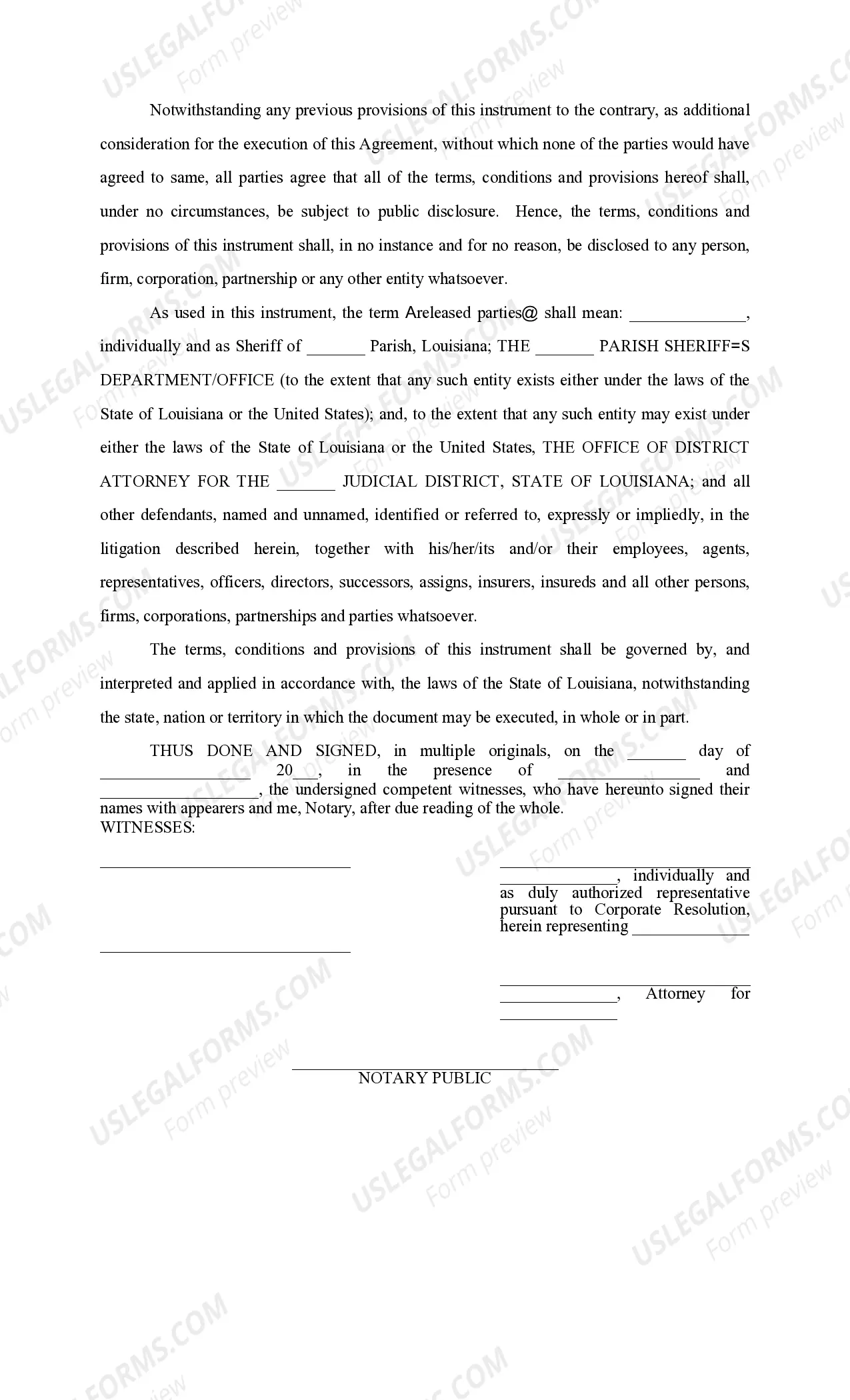 Preview Forfeiture Agreement