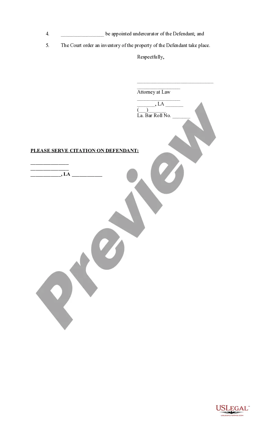 Preview Petition in Suit for Interdiction