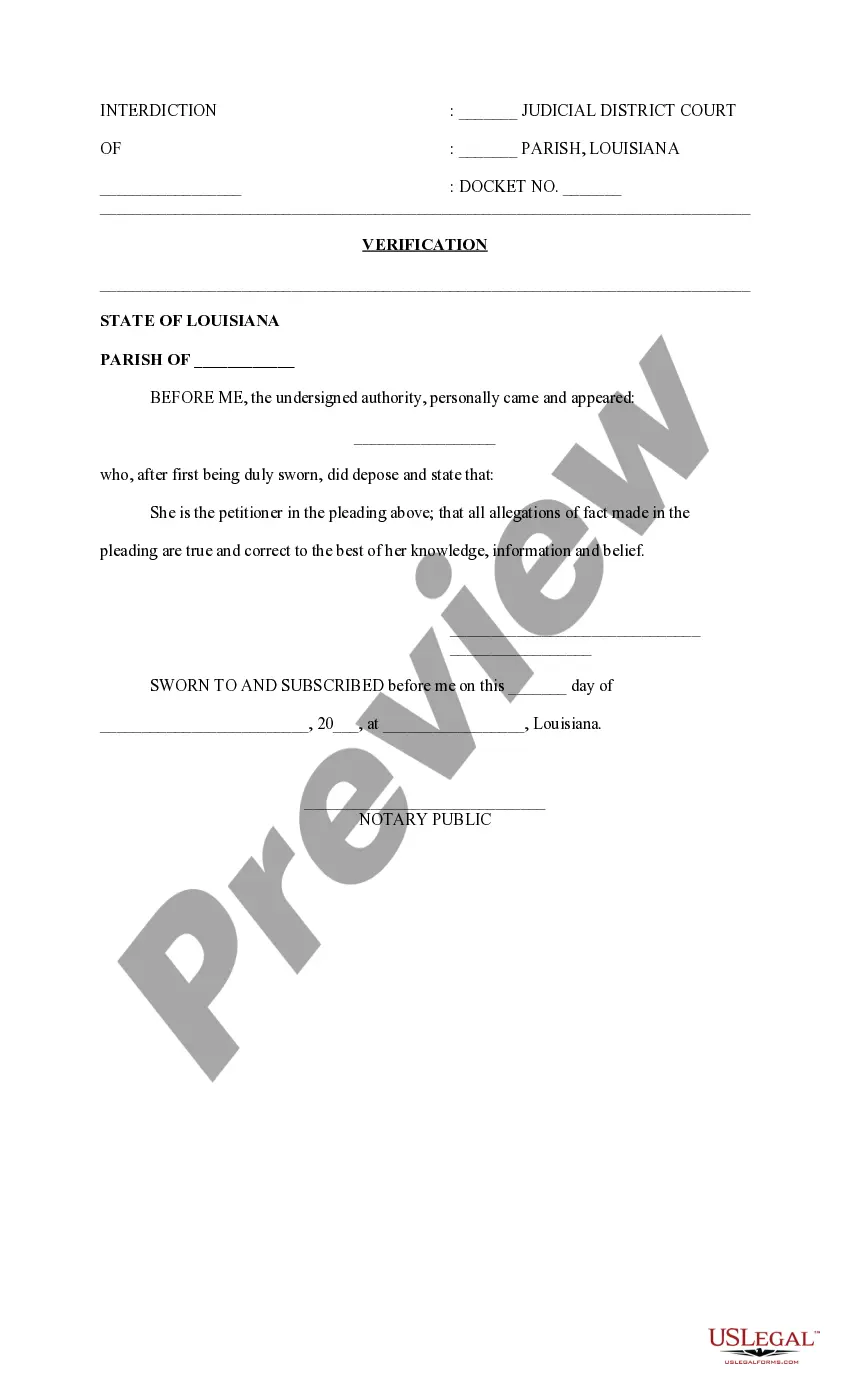 Preview Petition in Suit for Interdiction