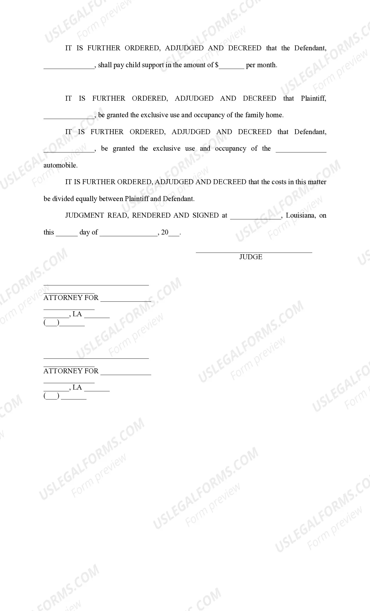 Preview Stipulated Judgment of Custody, Visitation Schedule, Child Support