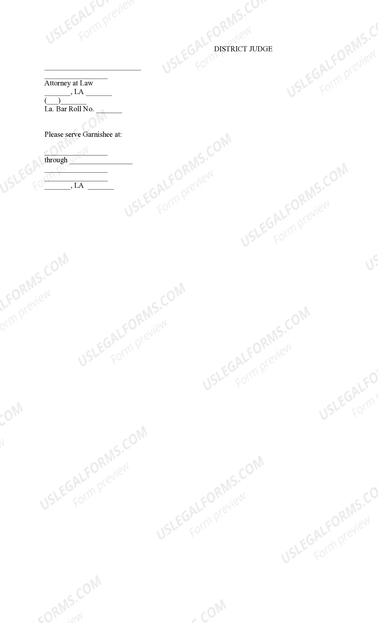 Preview Judgment of Garnishment