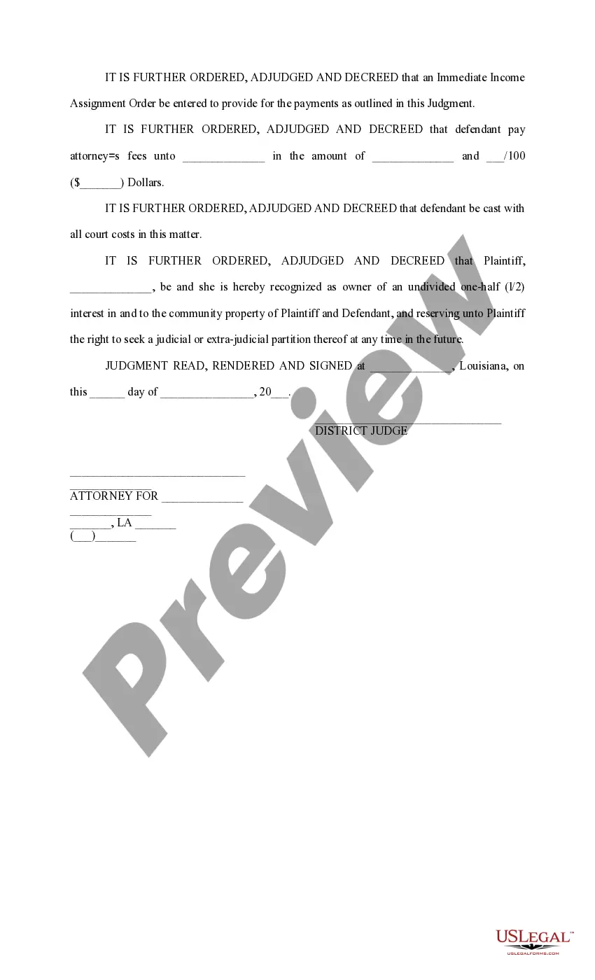 Get Judgment of Divorce with community property, with children Preview Judgment of Divorce with community property, with children
