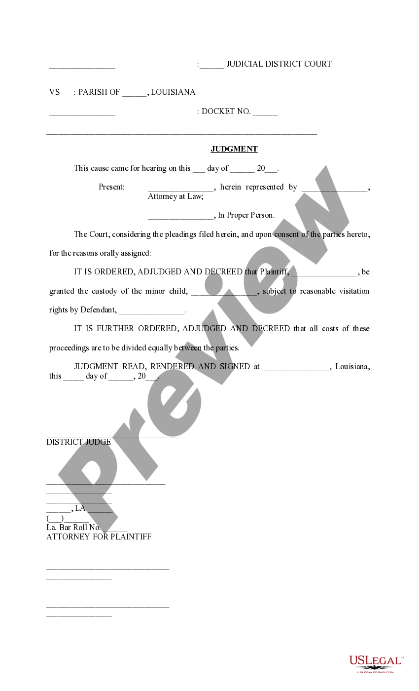 Louisiana Child Custody Forms US Legal Forms