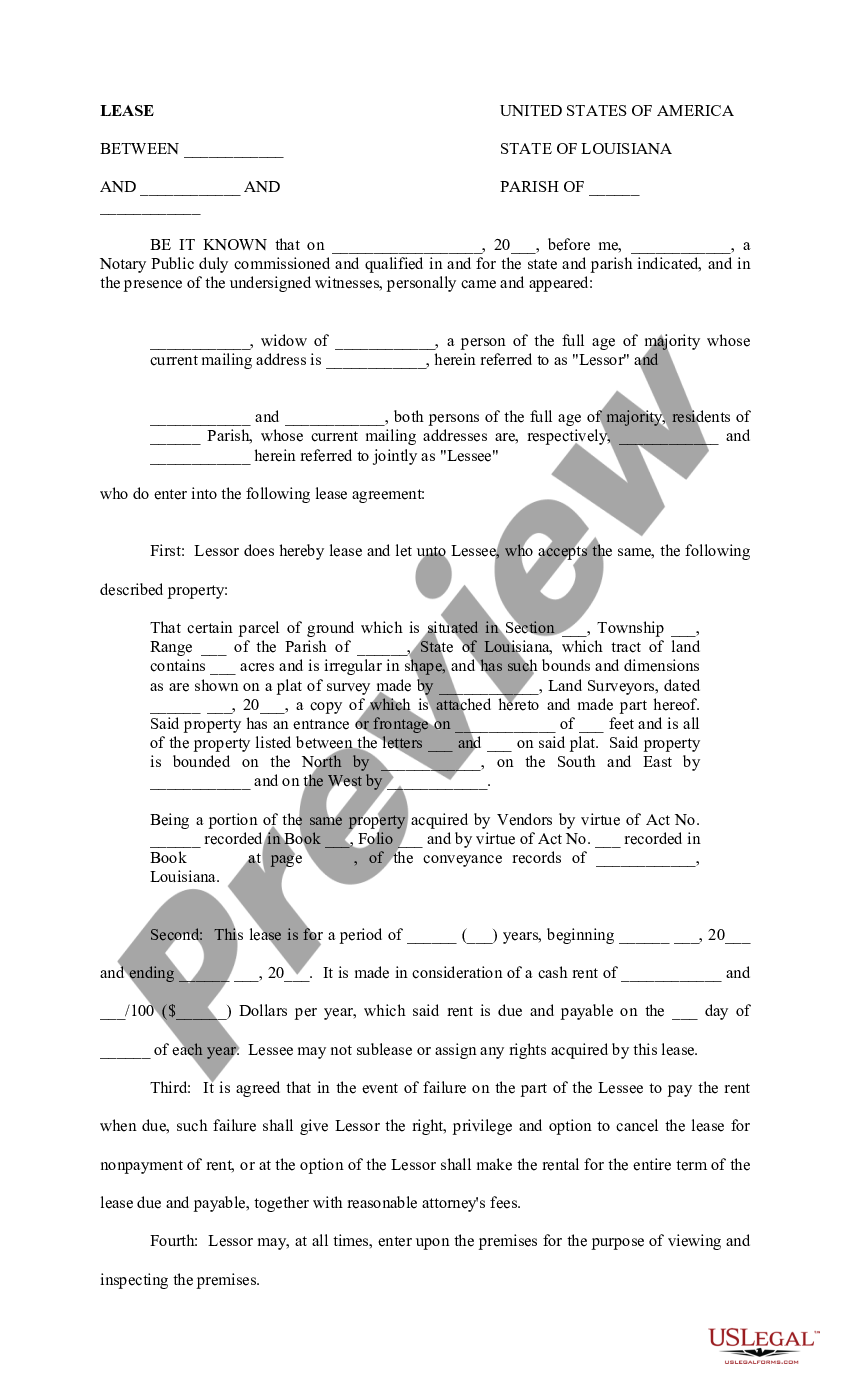 Louisiana Lease Agreement | US Legal Forms