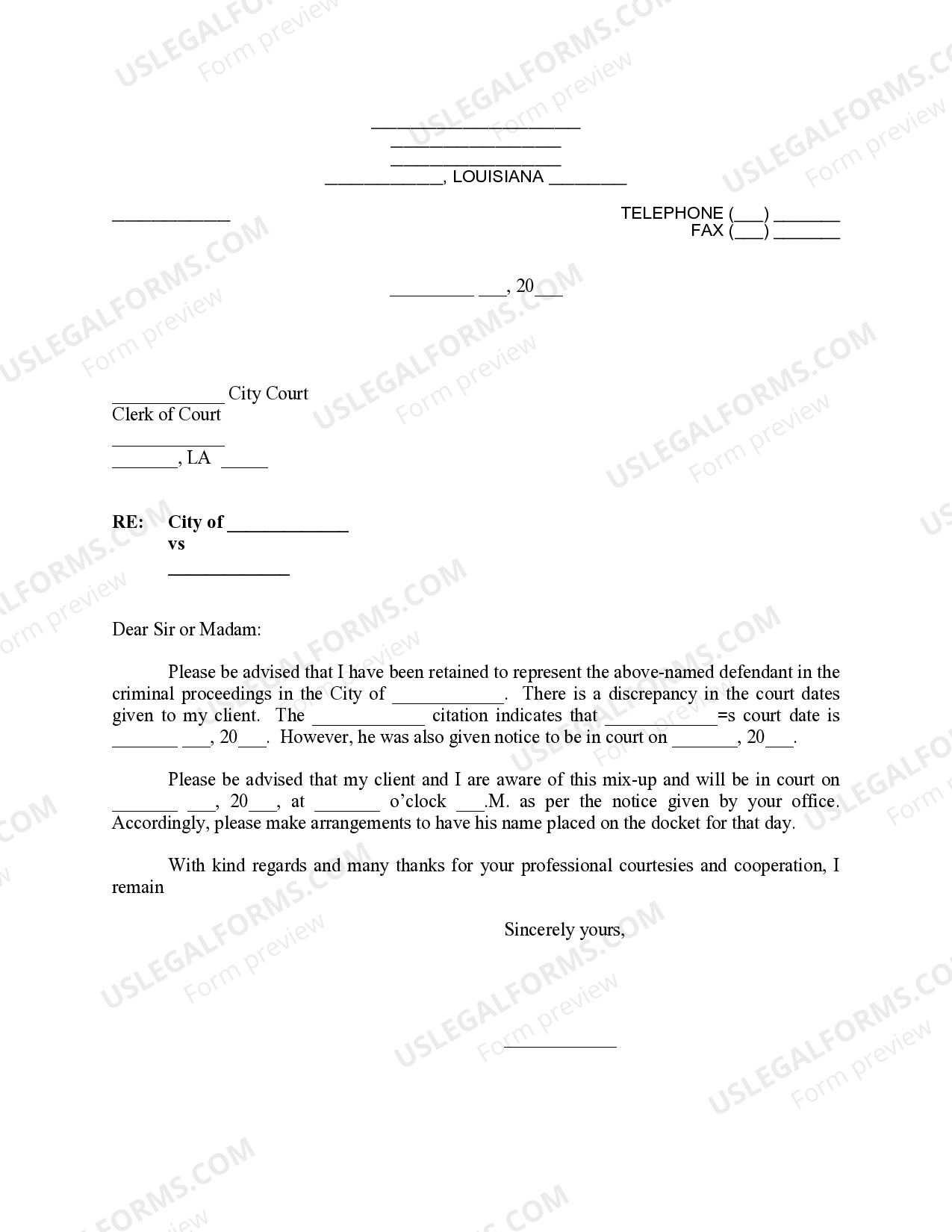 Louisiana Letter To Clerk Of Court Regarding Court Date Discrepancy Louisiana Letter To Clerk Of Court Regarding Court Date Discrepancy