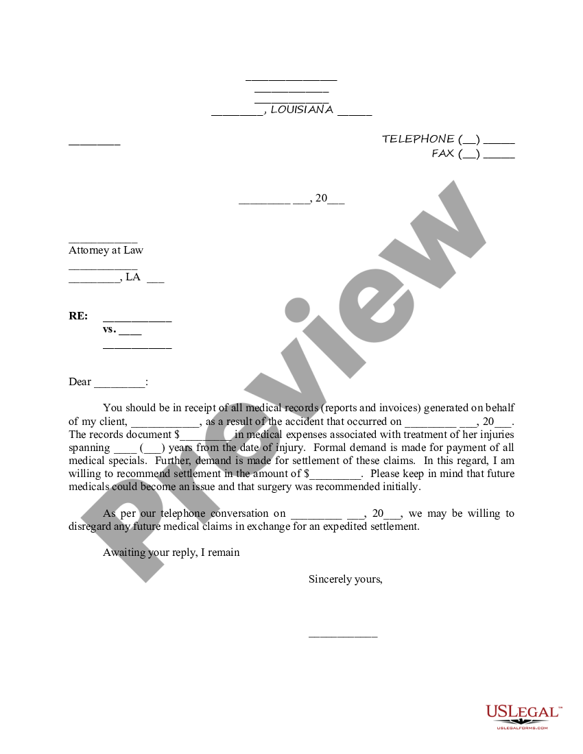 Demand Letter For Injury Claim | US Legal Forms