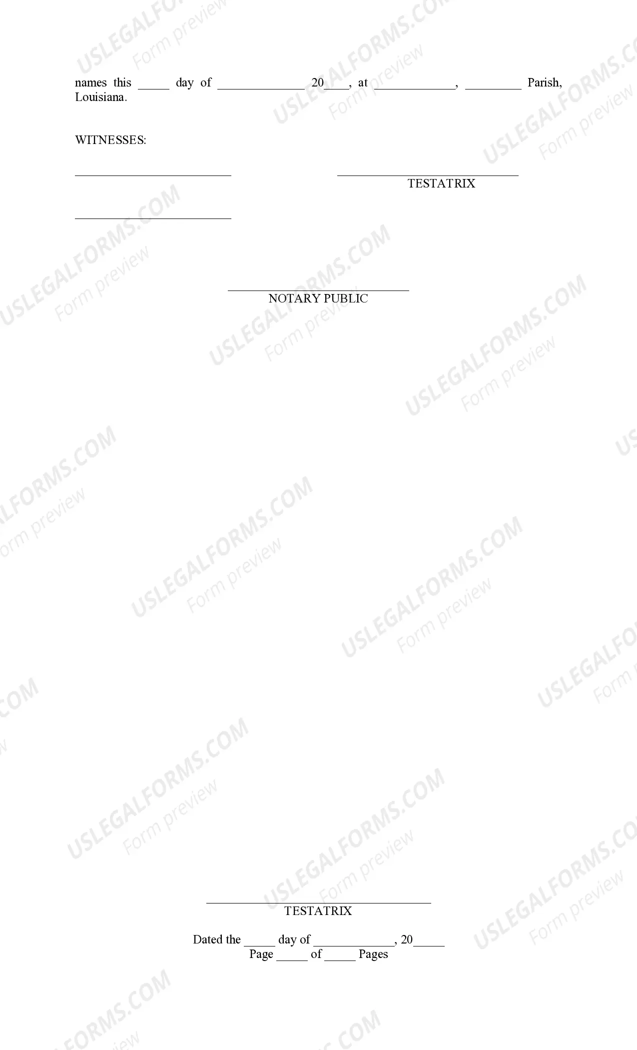 Preview Last Will and Testament - Testator Illiterate - Widow, No Children