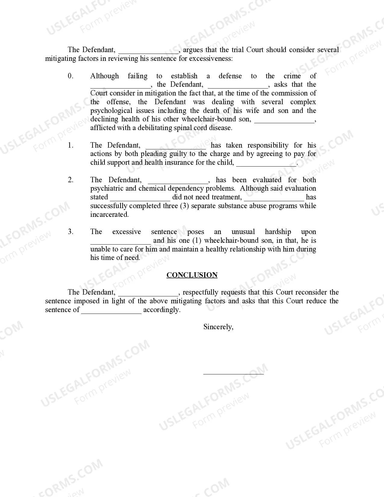 Preview Memorandum in Support of Motion to Reconsider Sentence