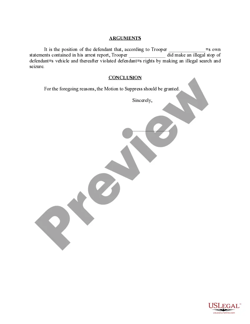 Get Memorandum in Support of Motion to Suppress Preview Memorandum in Support of Motion to Suppress