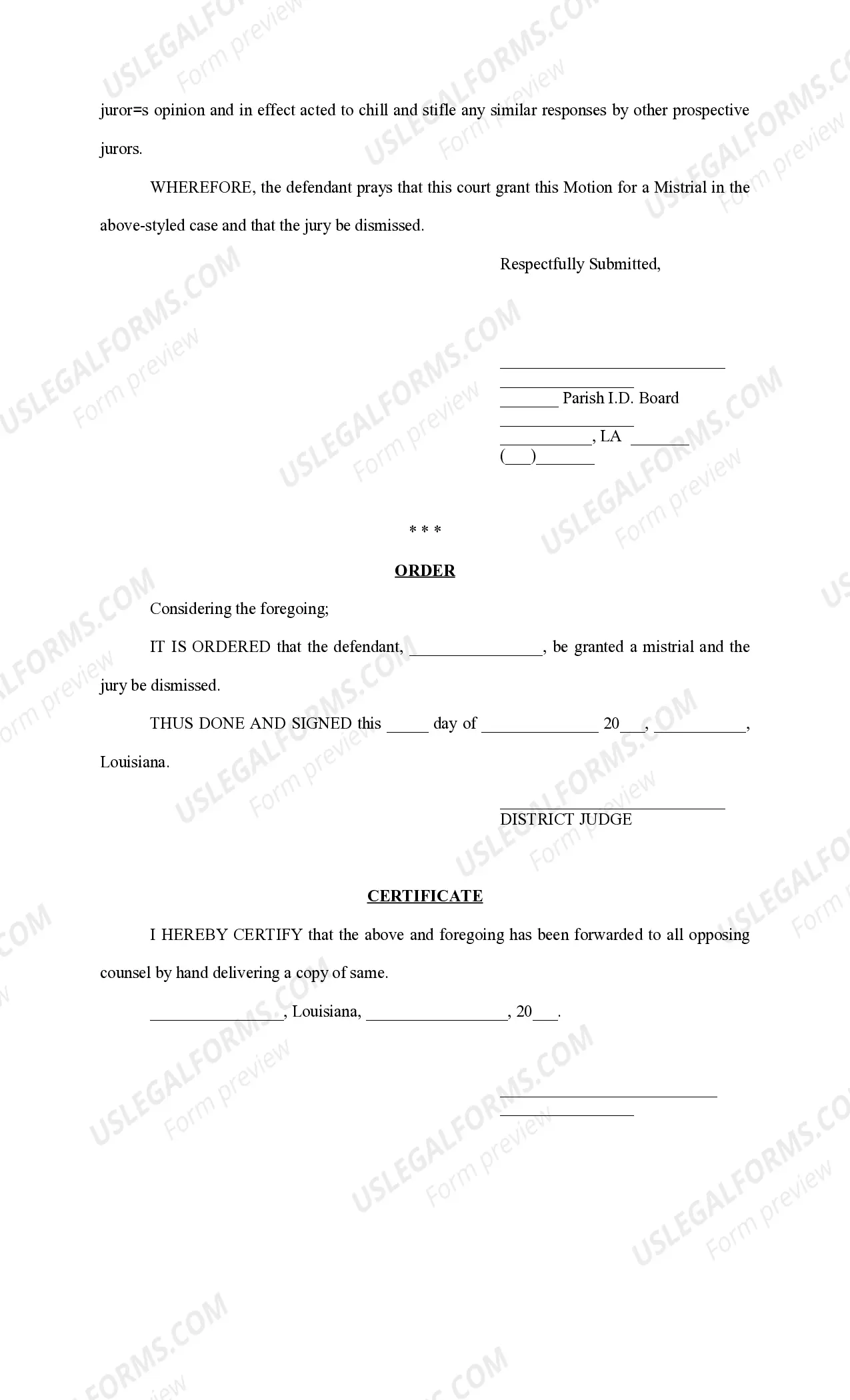 Preview Motion for Mistrial