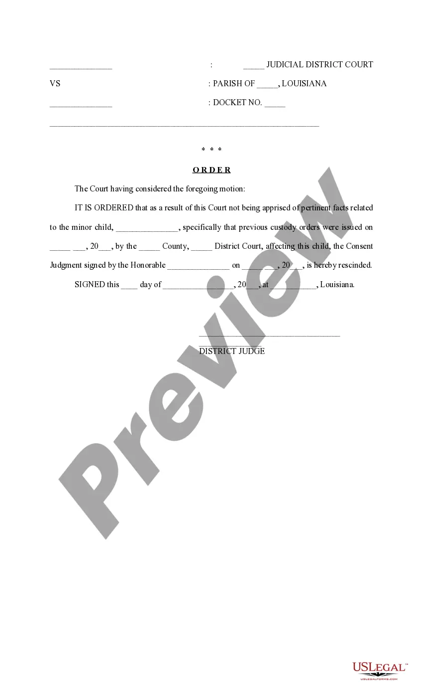 Get Motion and Order to Recognize Foreign Judgments and to Rescind Previously Issued Orders (Custody) Preview Motion and Order to Recognize Foreign Judgments and to Rescind Previously Issued Orders (Custody)