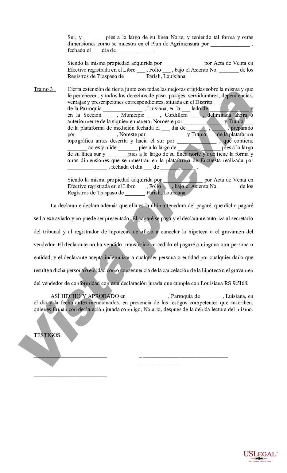 Preview Declaración Jurada de Pagaré Perdido