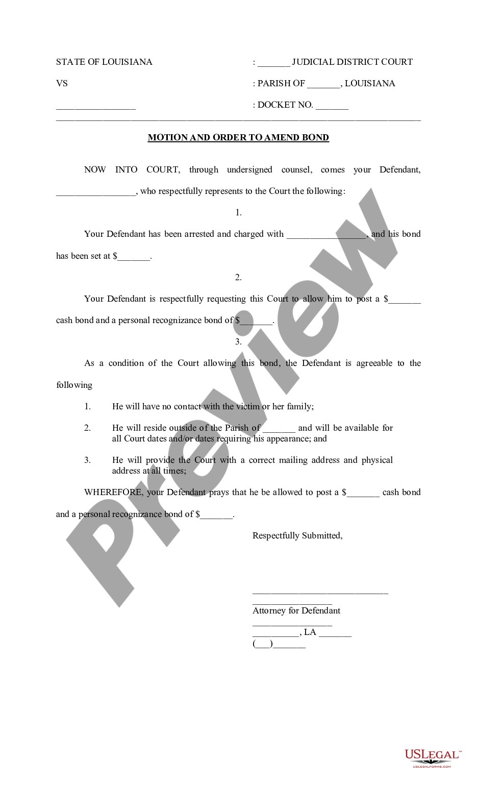 page 0 Motion and Order to Amend Bond preview