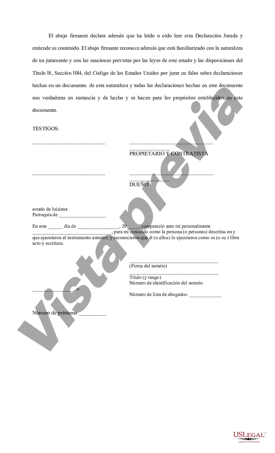 Preview Núm. de enlace de declaración jurada