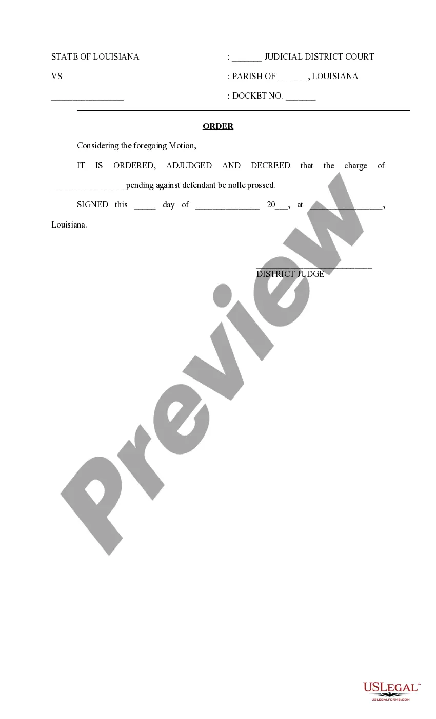 Preview Motion to Nolle Prosse