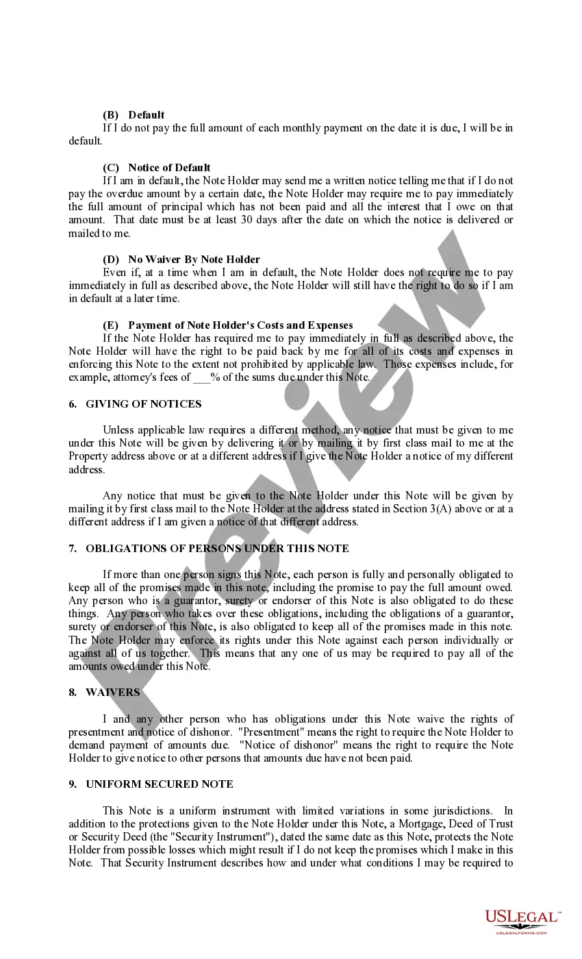 Preview Promissory Note