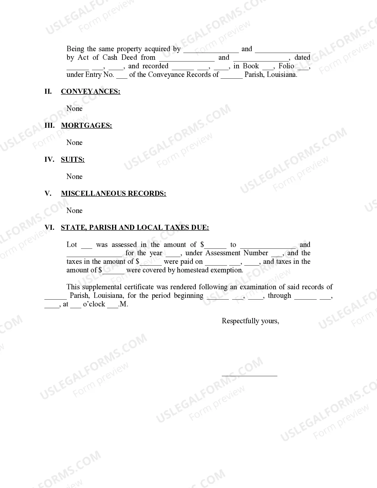 Preview Supplemental Title Opinion