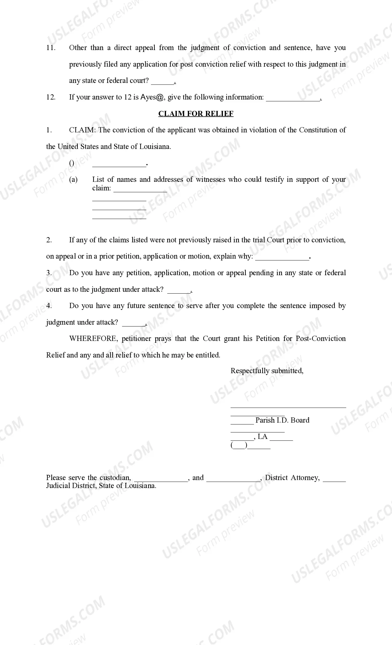 Preview Petition for Post-Conviction Relief