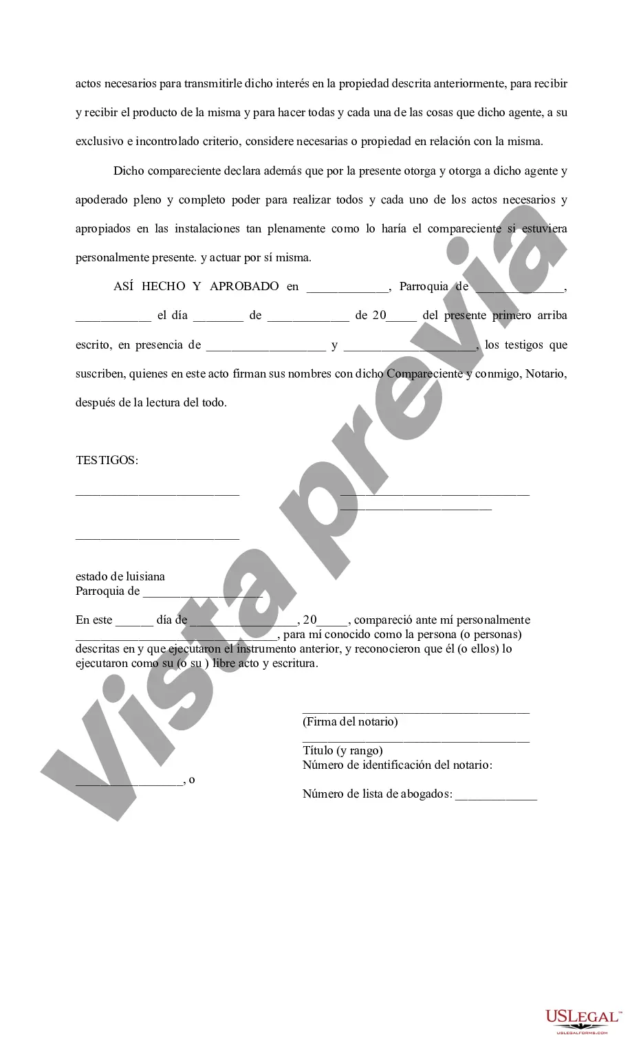 Preview Poder notarial para la venta de bienes inmuebles