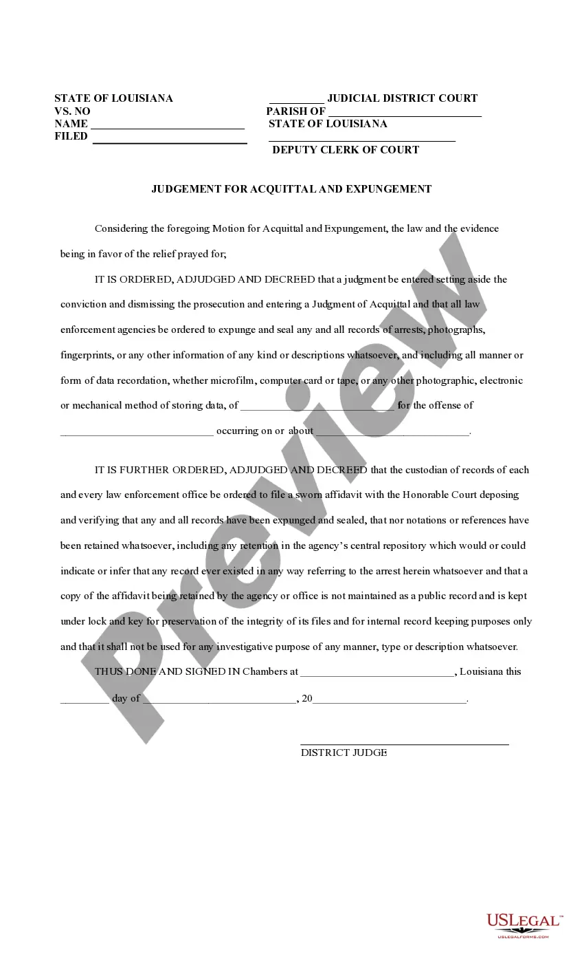 Get Motion for Judgment of Acquittal and for Expungement Preview Motion for Judgment of Acquittal and for Expungement