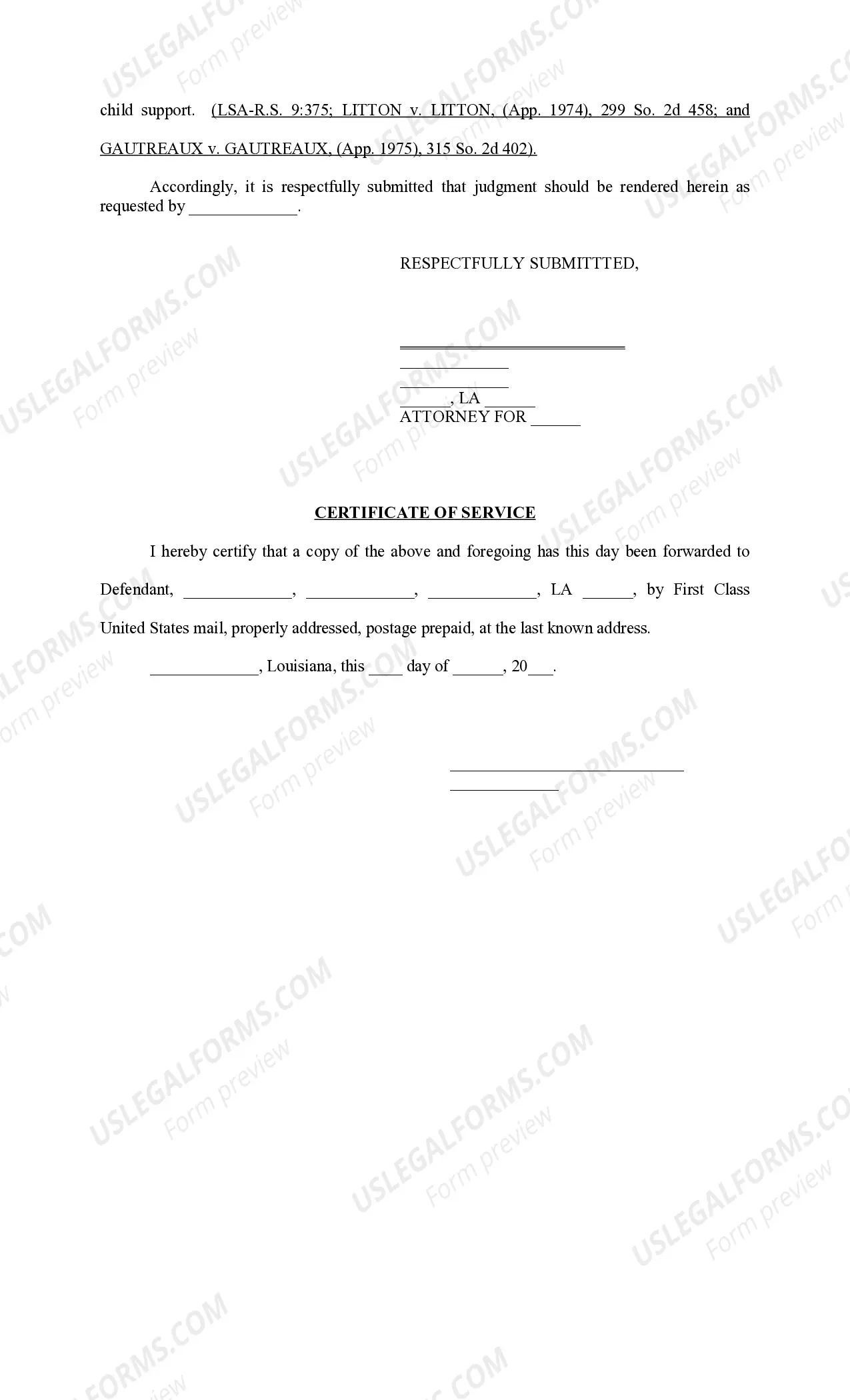 Preview Pretrial Memorandum regarding defendant's refusal to pay child support