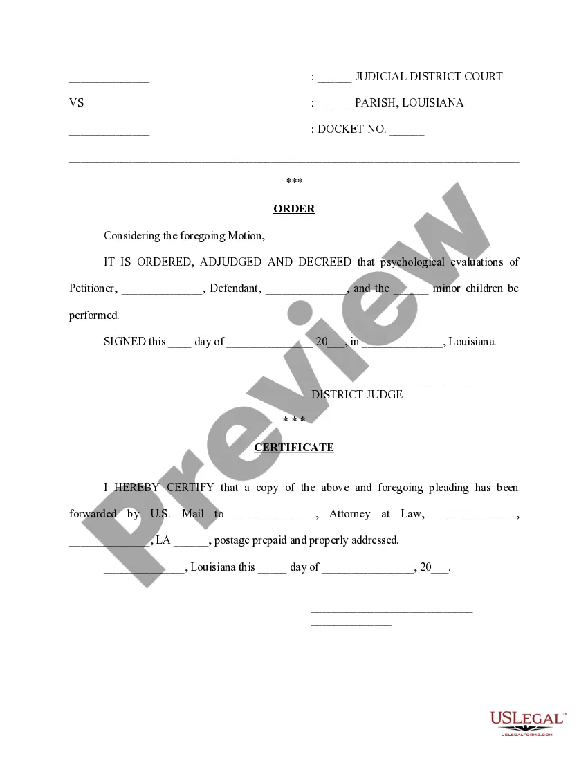 Preview Motion and Order for Psychological Evaluation