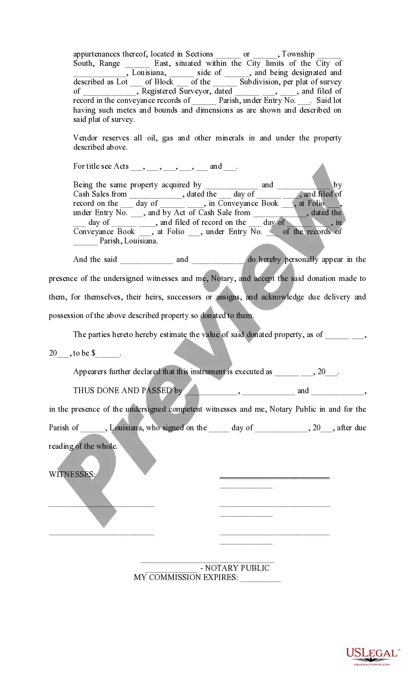 Preview Recognitive Act and Act of Donation