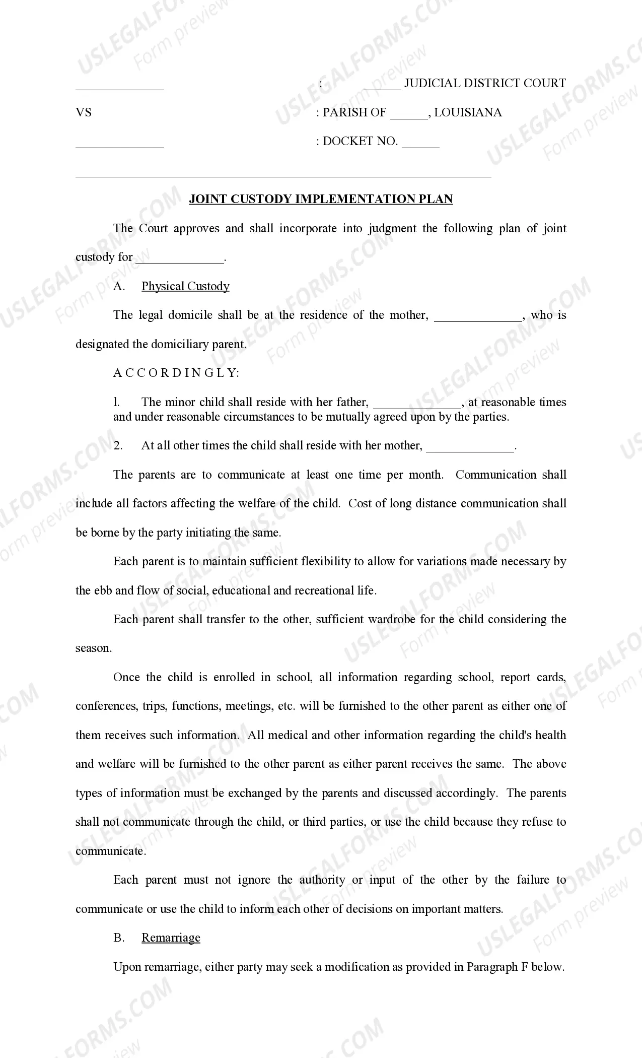 Preview Answer and Reconventional Demand for Alimony Pendente Lite, Child Support and Restraining Order