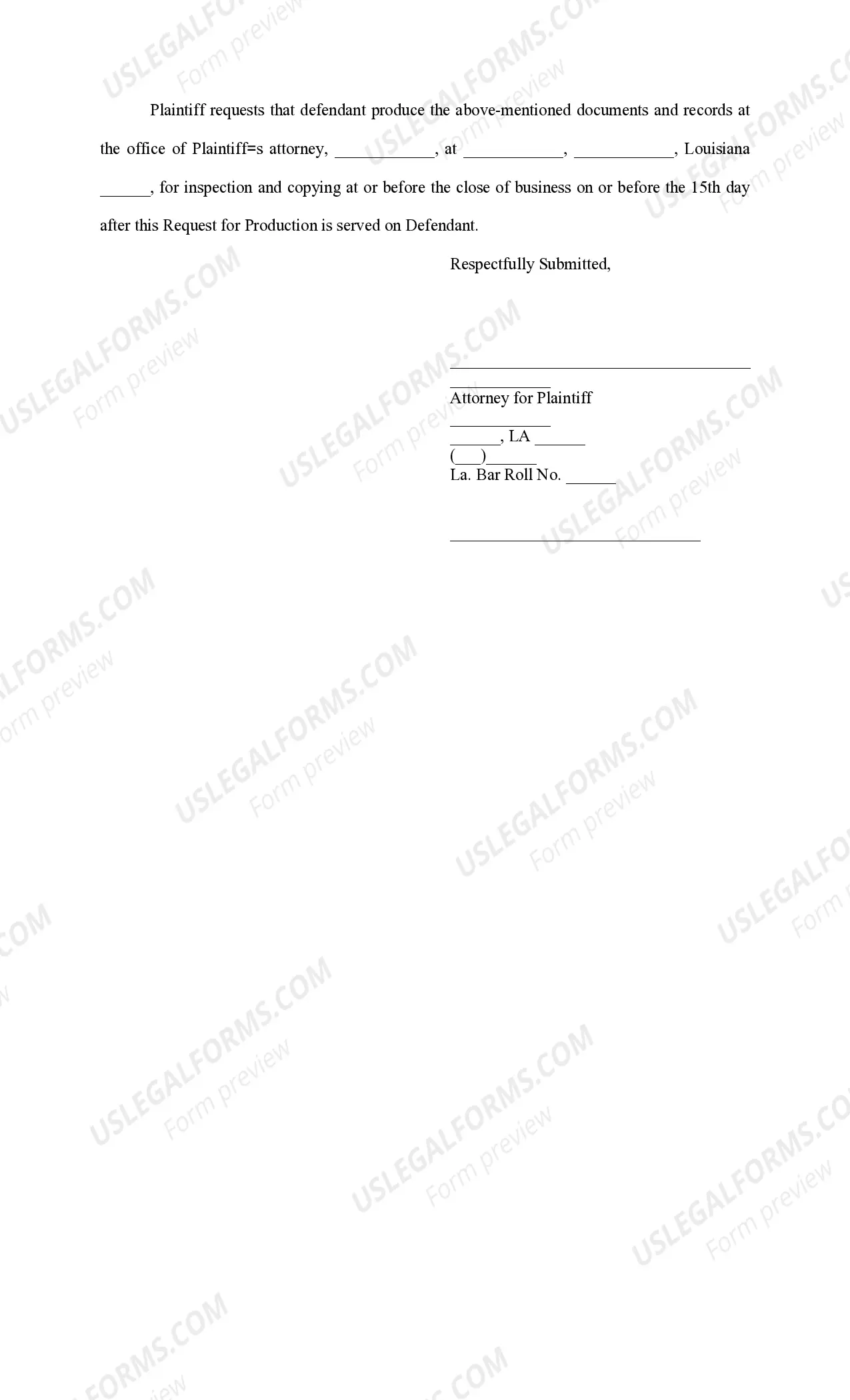 Preview Plaintiff's Request for Production in personal injury Action