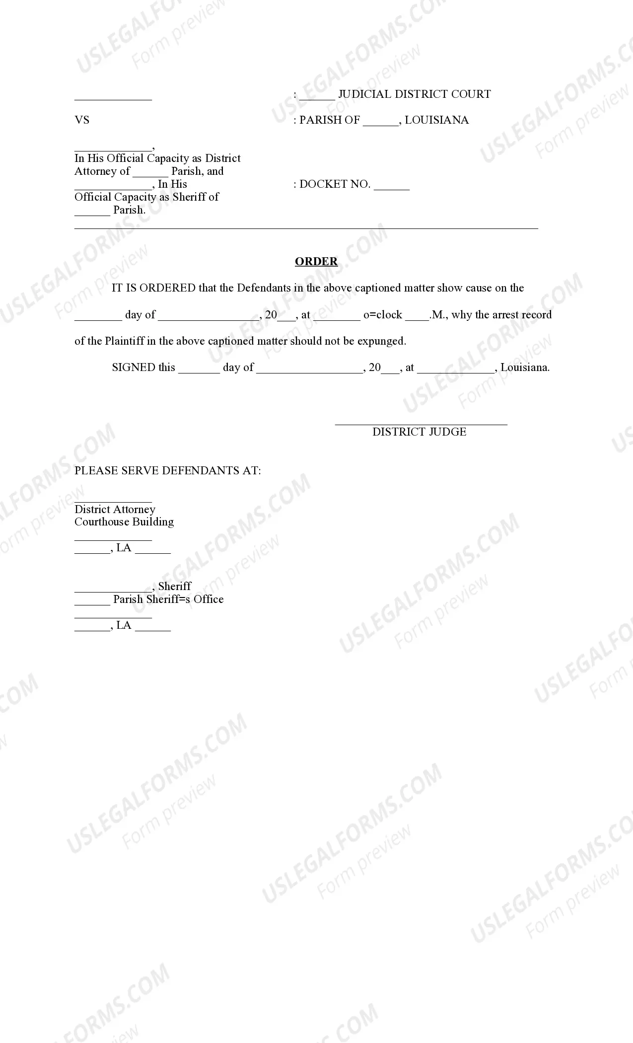 Preview Rule to Show Cause for expungement