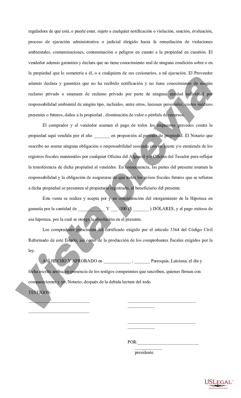 Preview Venta que se llevará a cabo en depósito en garantía
