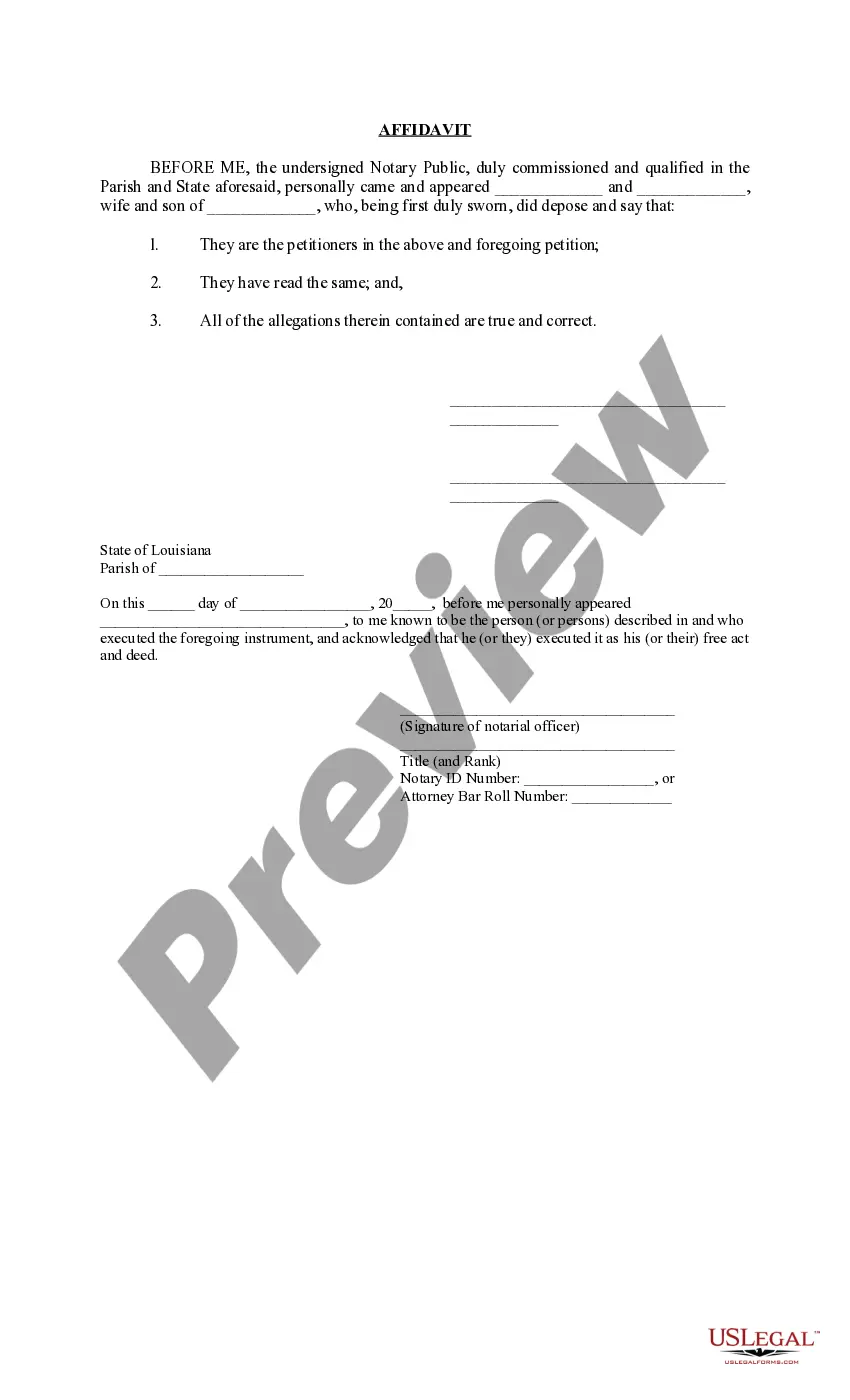 Preview Petition for Probate and Possession, Heirship or Descent Affidavit, Sworn Descriptive List, Judgment and Order