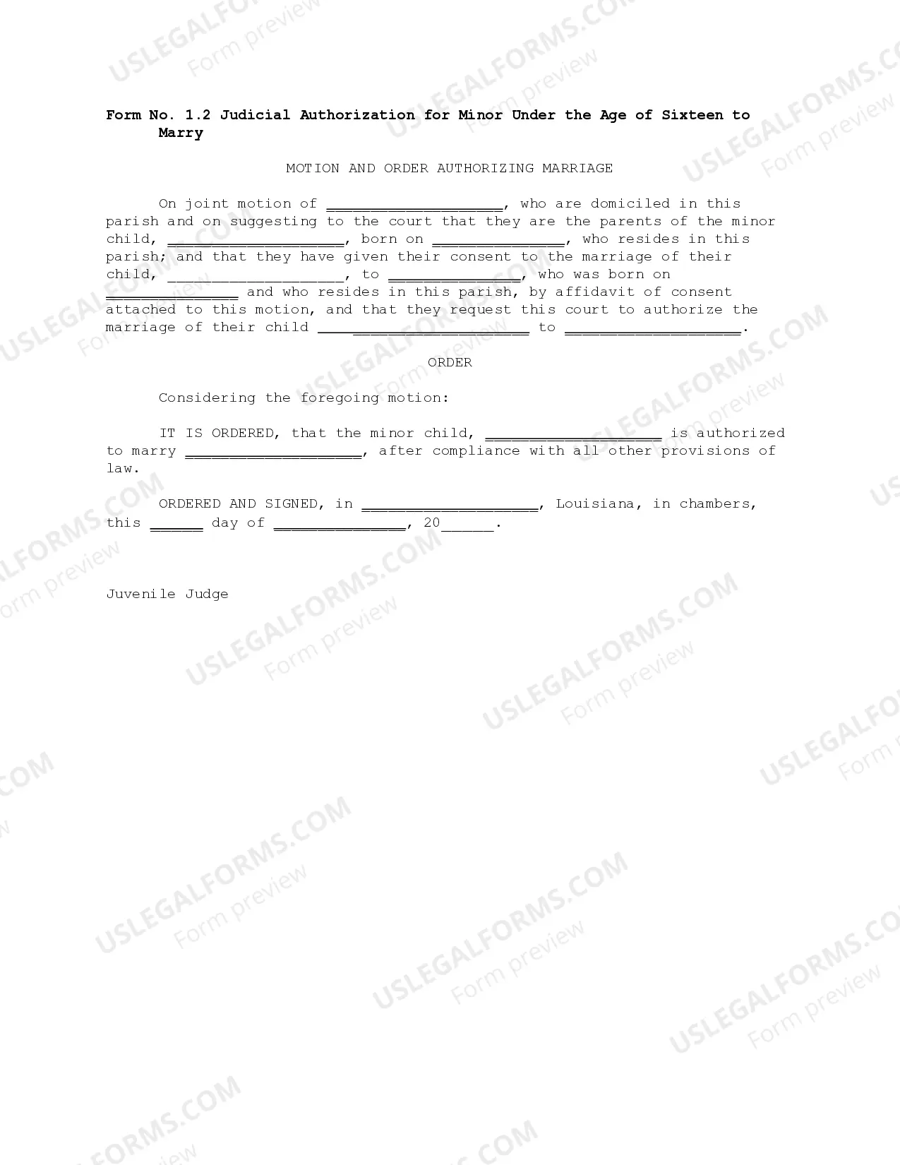 Preview Marriage of Minor Packet