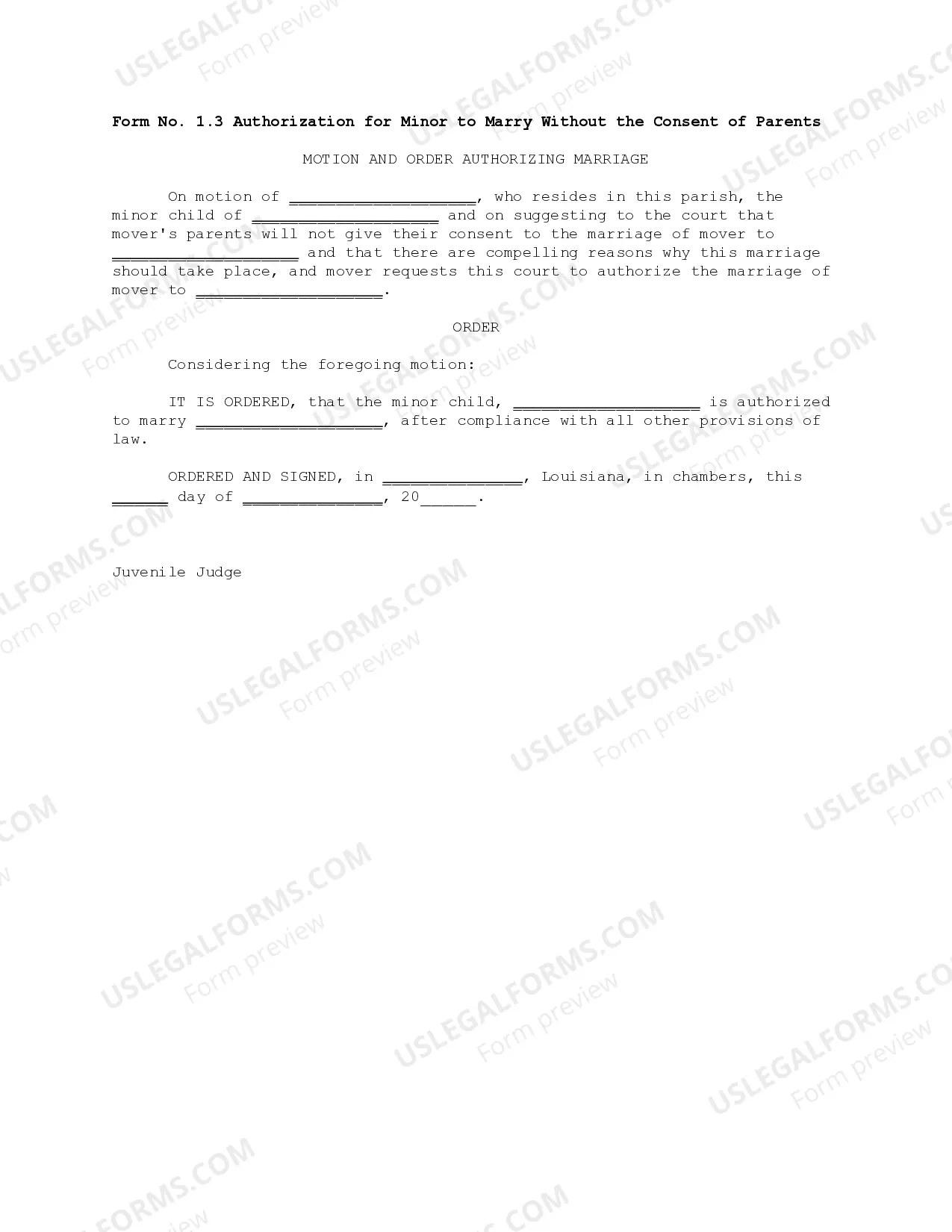 Preview Marriage of Minor Packet