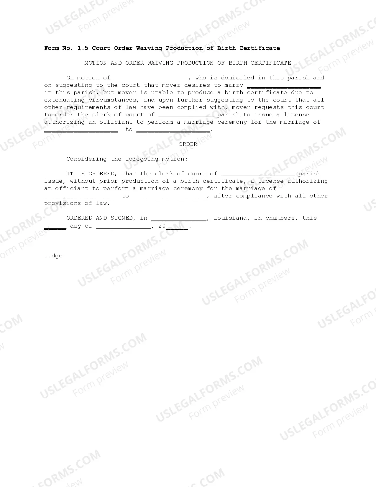 Preview Marriage of Minor Packet