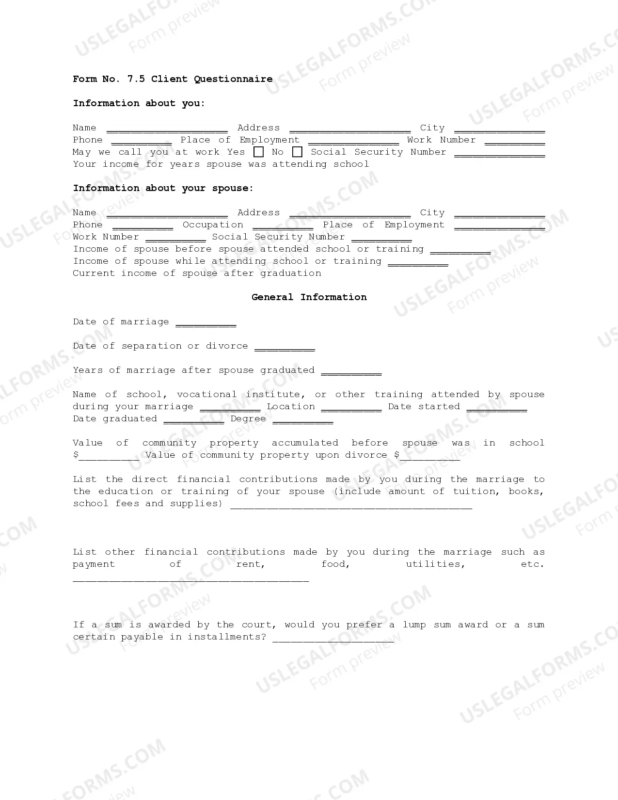 Preview Contributions to Education or Training Packet