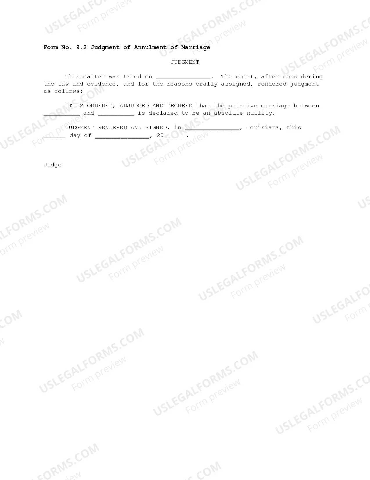 Preview Petition in Suit to Declare Marriage Absolutely Null and Judgment