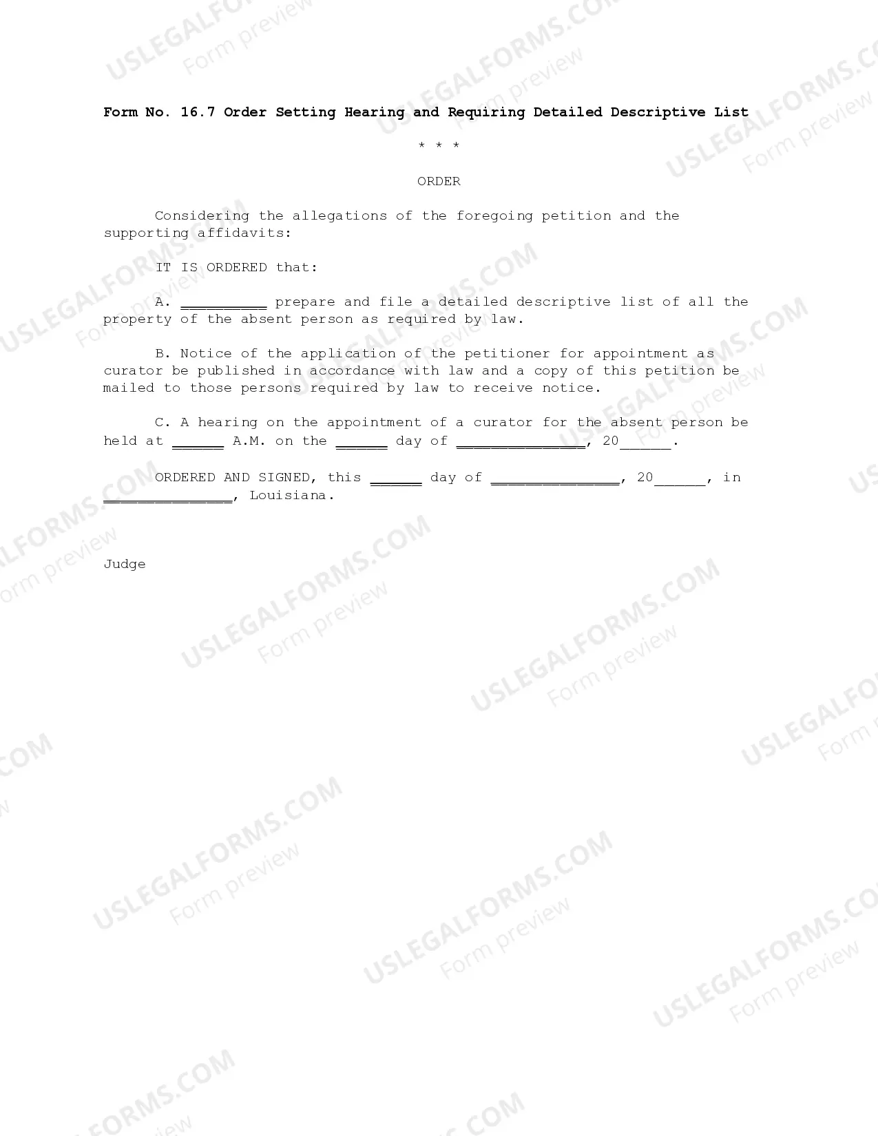 Preview Packet concerning the appointment of representation for absent defendant