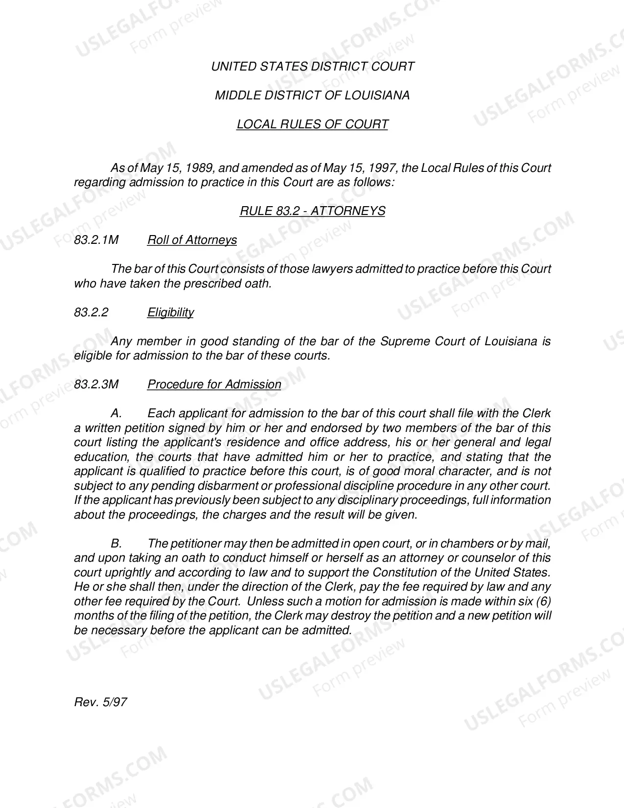 Preview Application and Motion for Admission to Practice