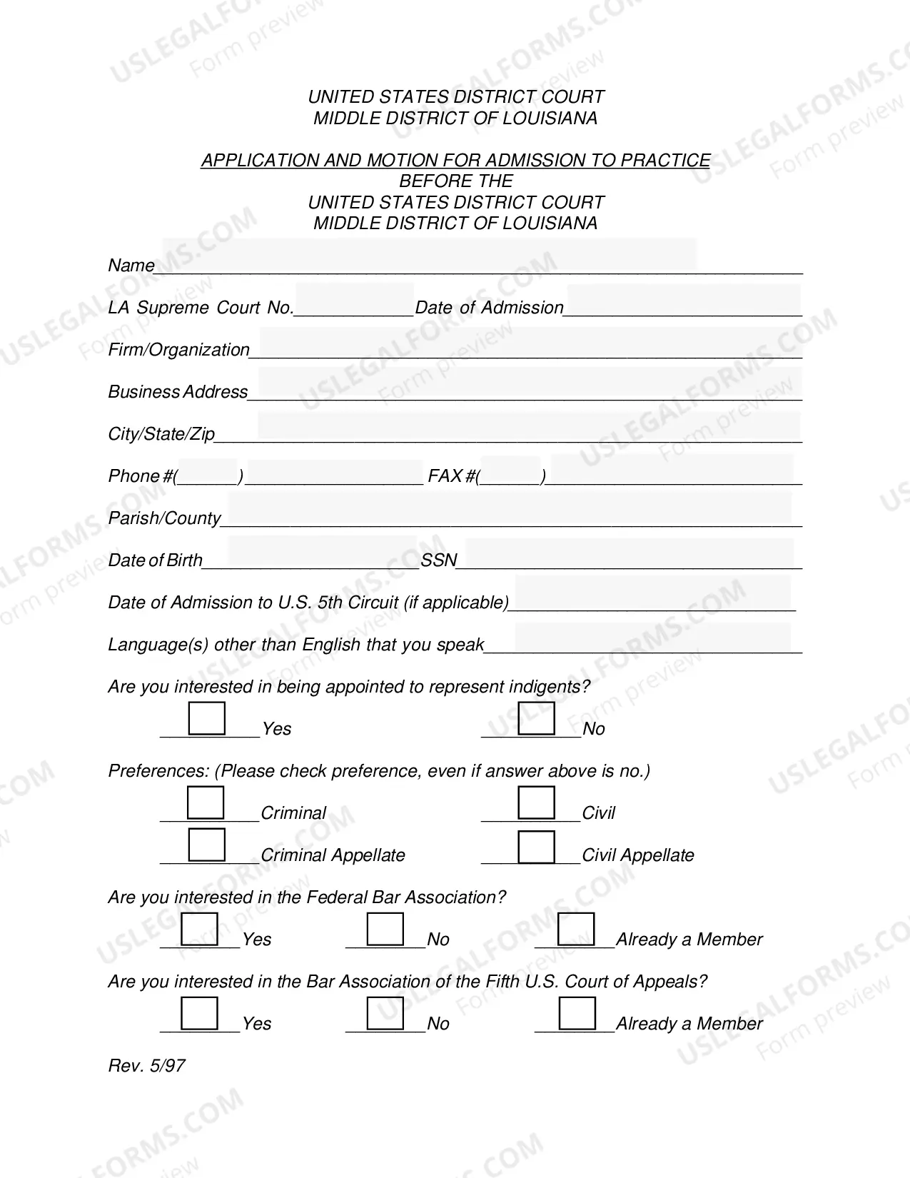 Preview Application and Motion for Admission to Practice