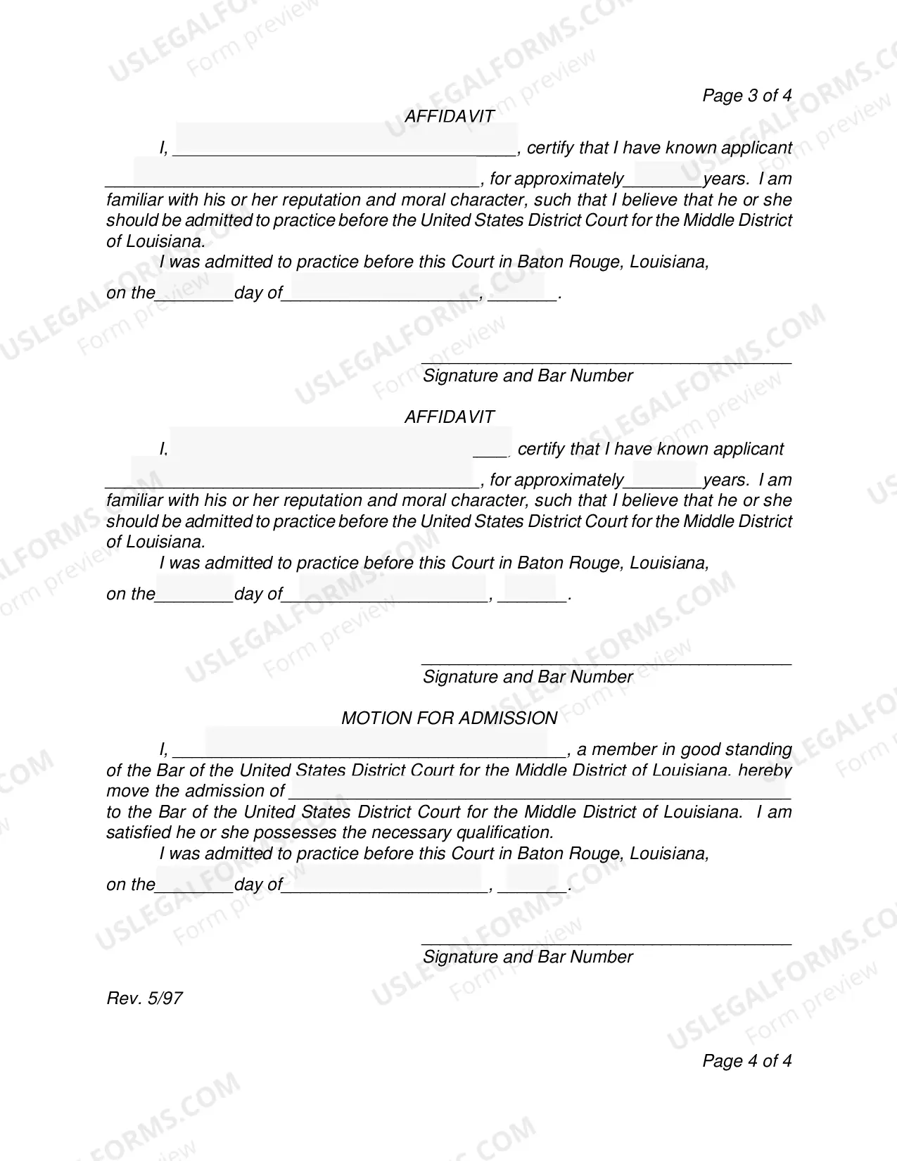 Preview Application and Motion for Admission to Practice